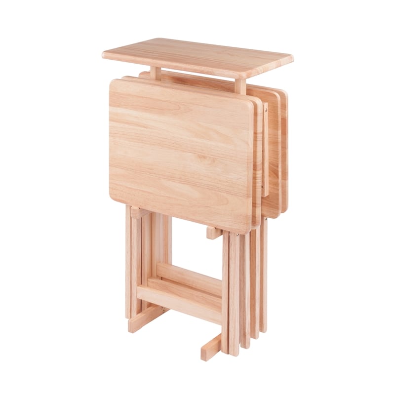Riley 5-Pc Set Snack Table Natural Finish
