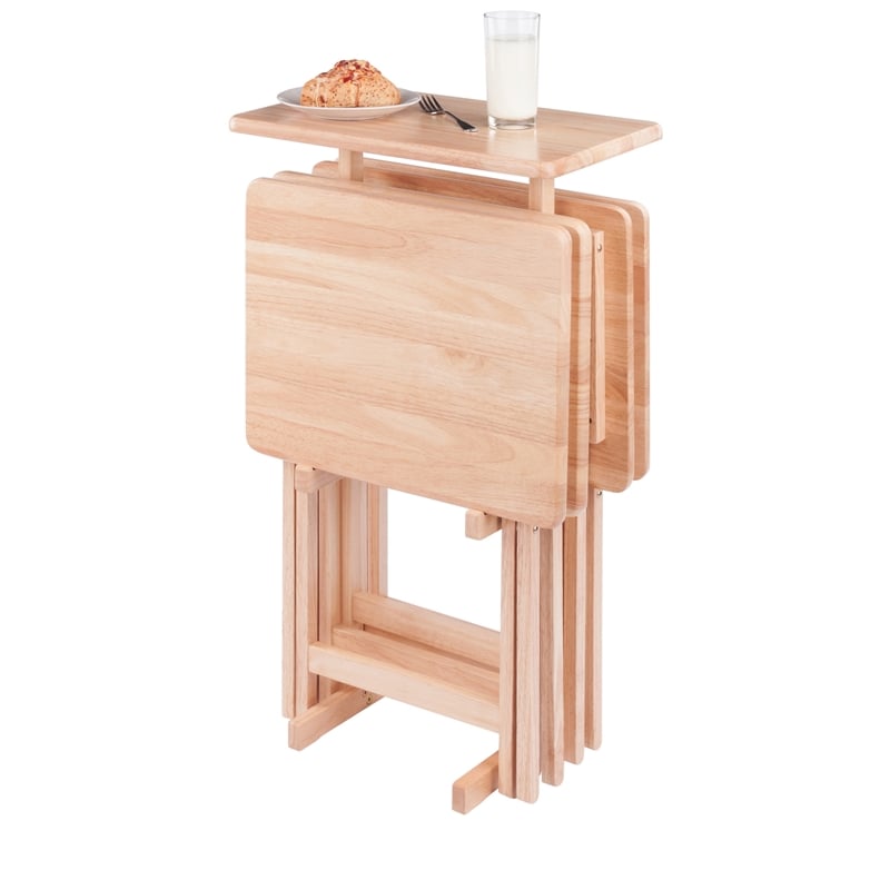 Riley 5-Pc Set Snack Table Natural Finish