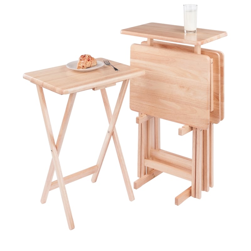 Riley 5-Pc Set Snack Table Natural Finish