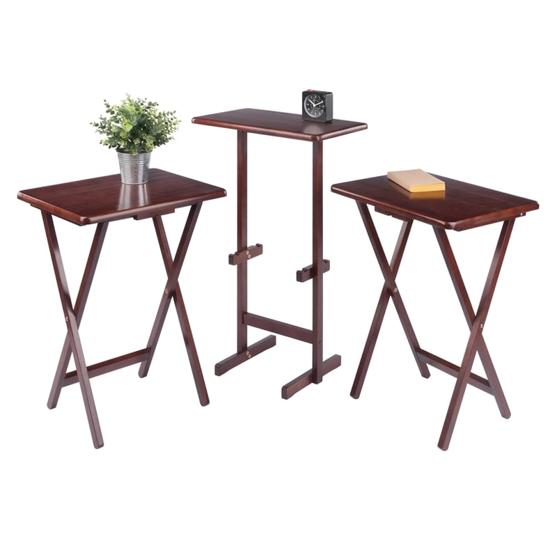 Riley 3-Pc Set Snack Table Walnut Finish