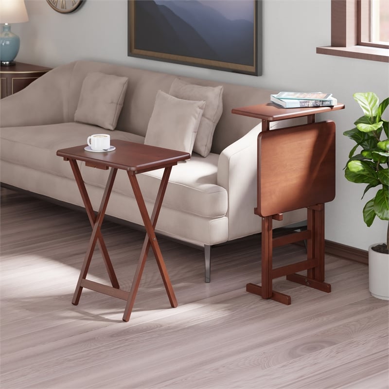 Riley 3-Pc Set Snack Table Walnut Finish