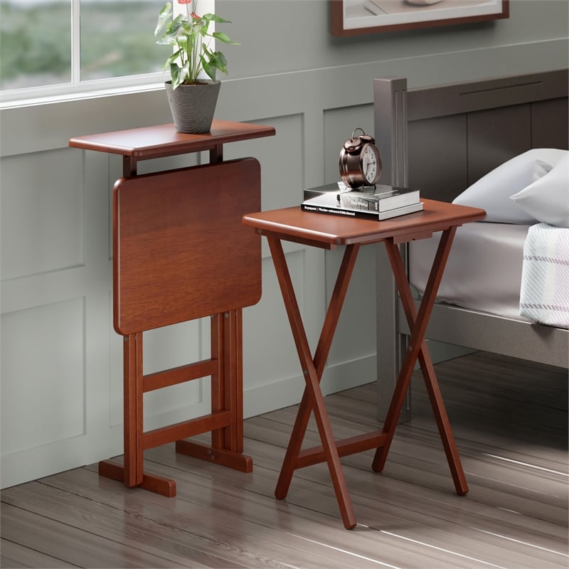 Riley 3-Pc Set Snack Table Walnut Finish