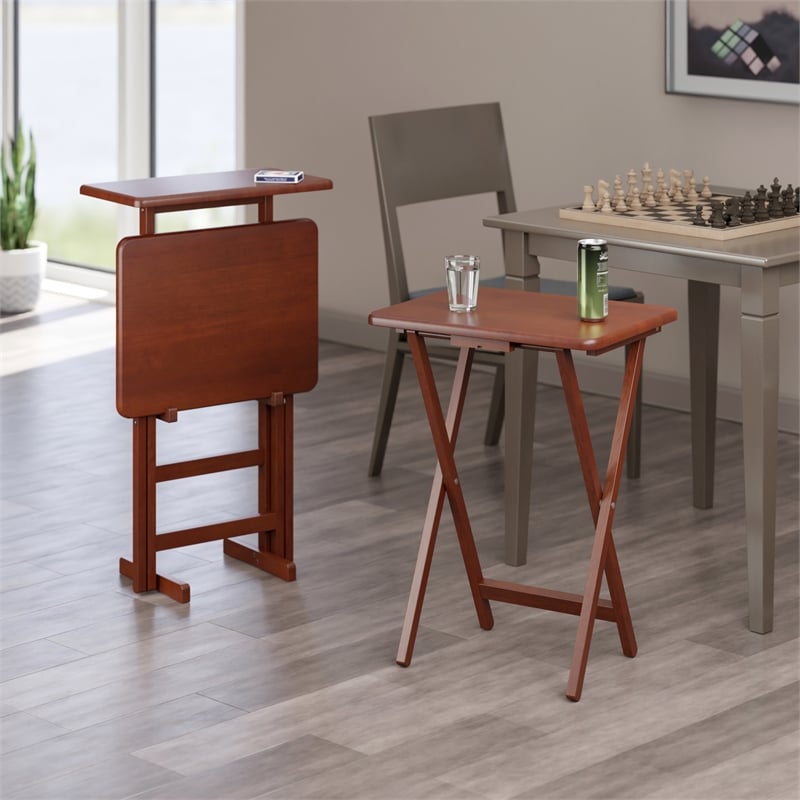 Riley 3-Pc Set Snack Table Walnut Finish