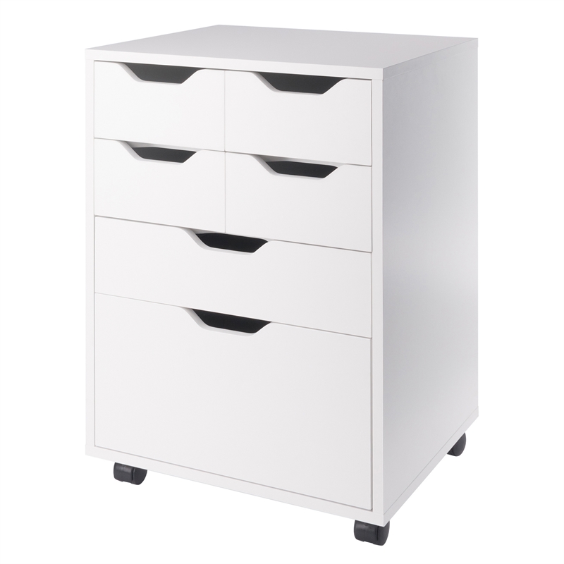 Norfolk 4 Bins 2 Drawer Mobile Cabinet White Finish