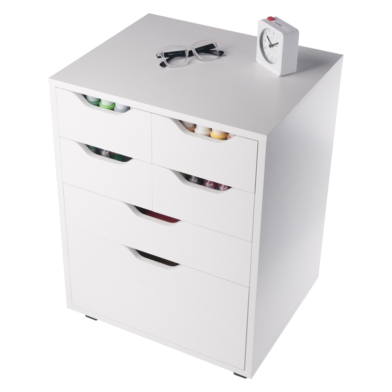 Norfolk 4 Bins 2 Drawer Mobile Cabinet White Finish