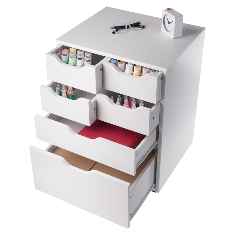 Norfolk 4 Bins 2 Drawer Mobile Cabinet White Finish