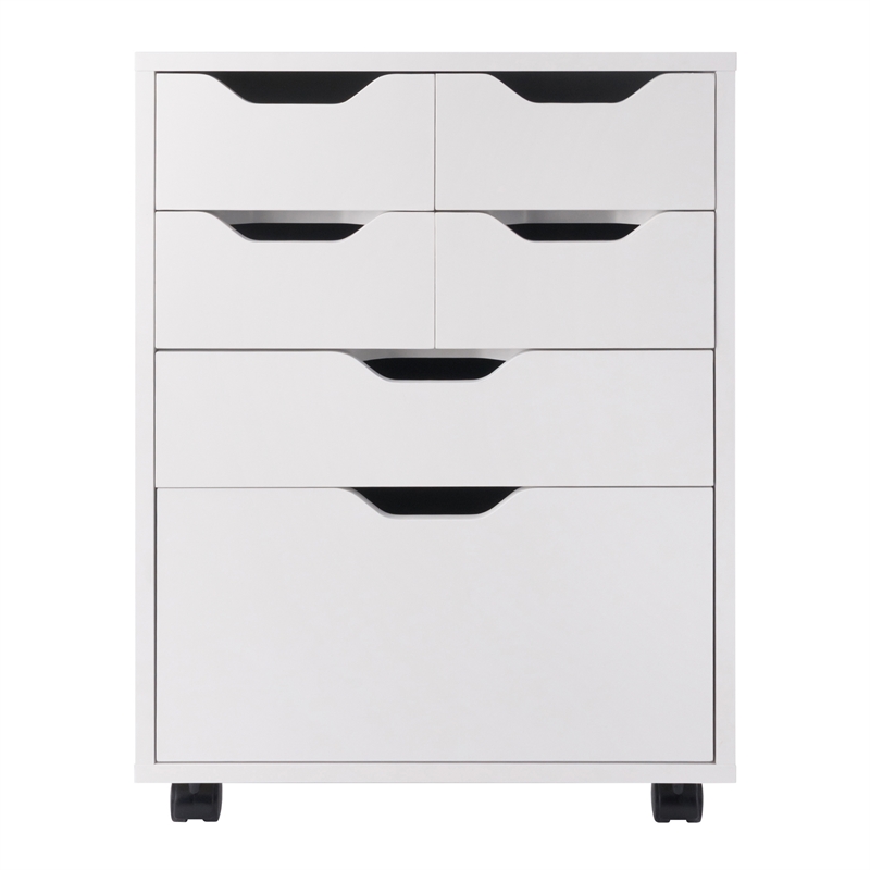 Norfolk 4 Bins 2 Drawer Mobile Cabinet White Finish