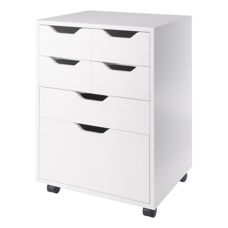 Norfolk 4 Bins 2 Drawer Mobile Cabinet White Finish
