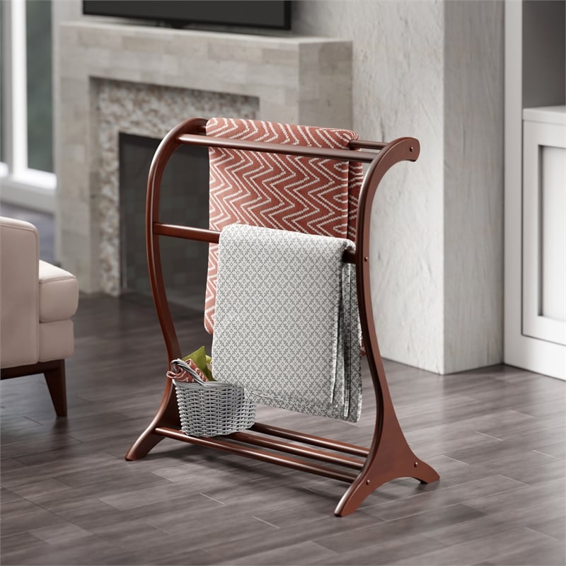 Winsome Bella Blanket Rack in Walnut Finish