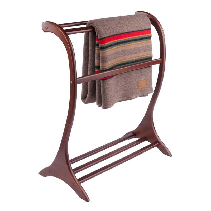 Winsome Bella Blanket Rack in Walnut Finish