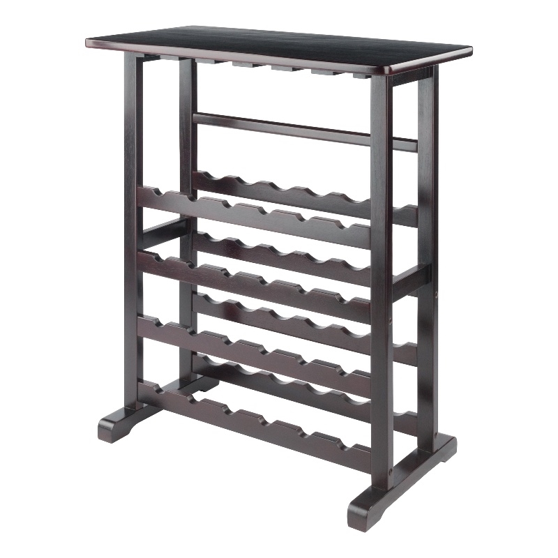 Winsome Vinny Transitional Solid Wood Wine Rack and Glass Holder - Dark Espresso