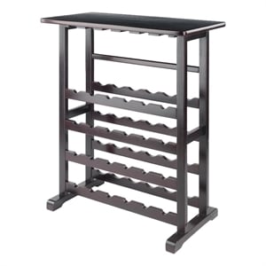 Winsome Vinny Transitional Solid Wood Wine Rack and Glass Holder - Dark Espresso