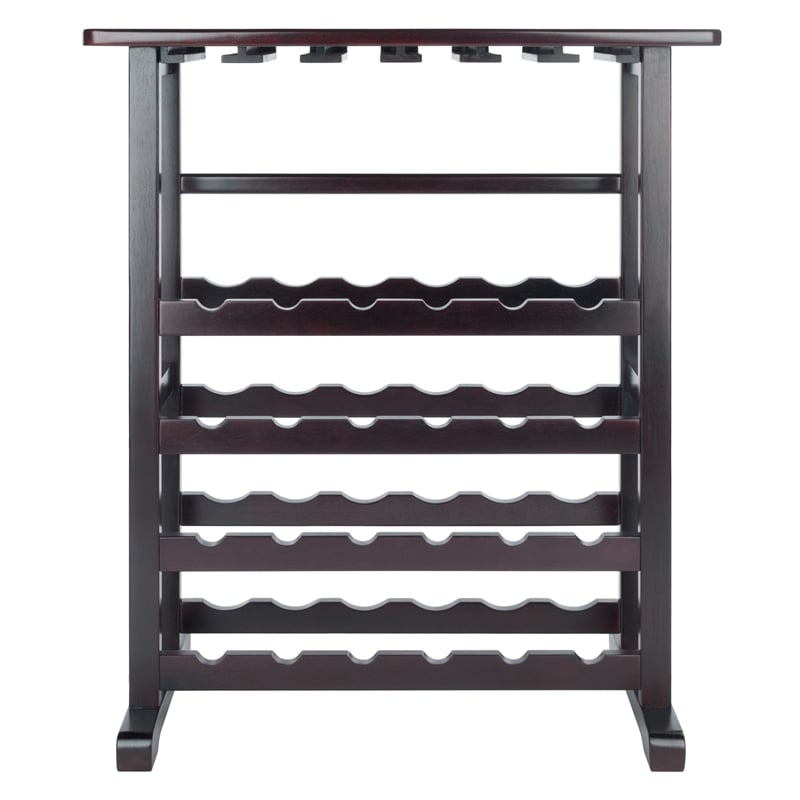 Winsome Vinny Transitional Solid Wood Wine Rack and Glass Holder - Dark Espresso