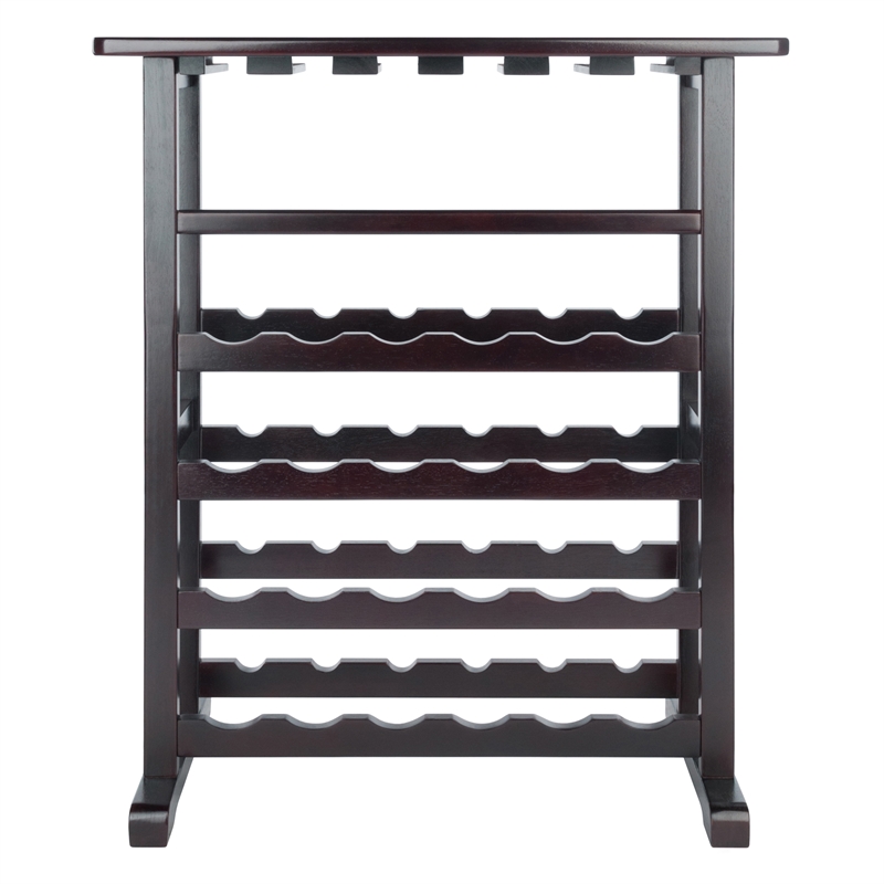 Winsome Vinny Transitional Solid Wood Wine Rack and Glass Holder - Dark Espresso