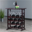 Winsome Vinny Transitional Solid Wood Wine Rack and Glass Holder - Dark Espresso