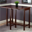 Winsome Lynnwood Drop Leaf High Solid Wood Dining Table in Antique Walnut