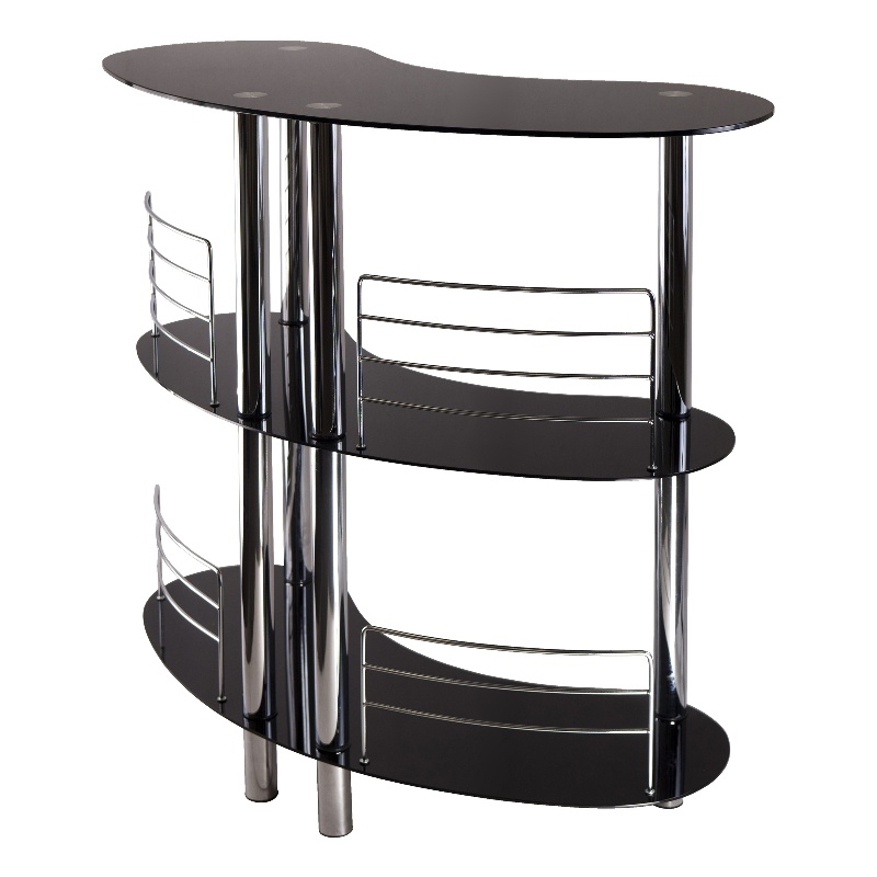 Winsome Martini Entertainment Transitional Solid Wood/Metal Home Bar in Black