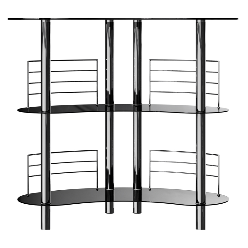 Winsome Martini Entertainment Transitional Solid Wood/Metal Home Bar in Black
