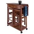Winsome Suzanne Space Saver Solid Wood Dinette Set with 2 Square Stool in Teak