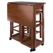 Winsome Suzanne Space Saver Solid Wood Dinette Set with 2 Square Stool in Teak