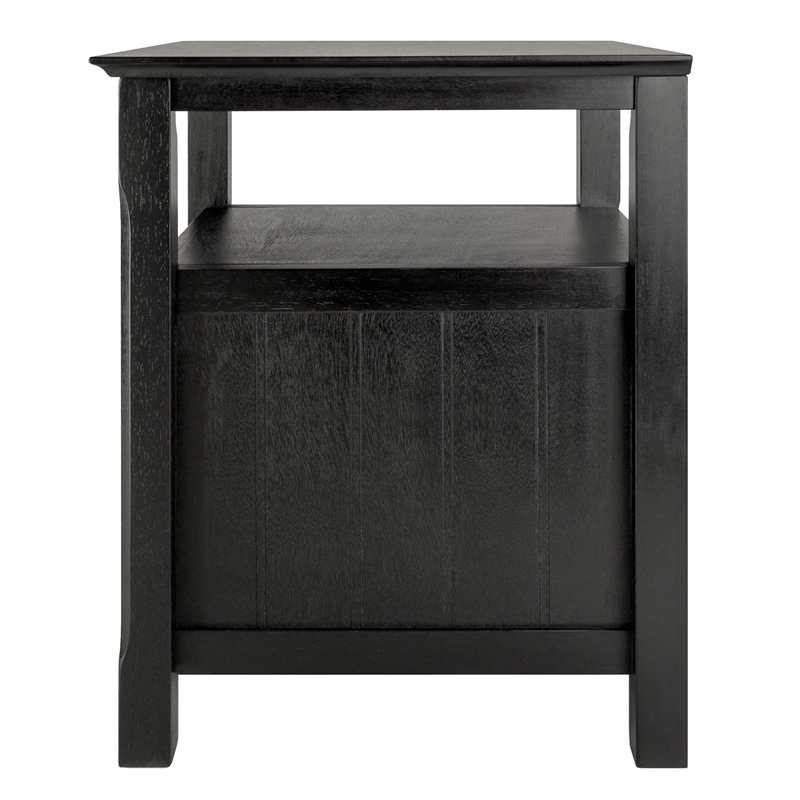Winsome Timber Transitional Solid Wood Nightstand with 2-Drawer in Black