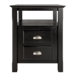 Winsome Timber Transitional Solid Wood Nightstand with 2-Drawer in Black