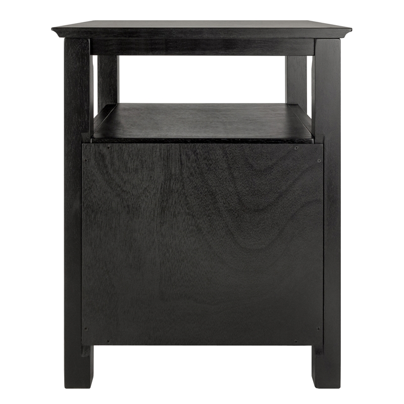 Winsome Timber Transitional Solid Wood Nightstand with 2-Drawer in Black