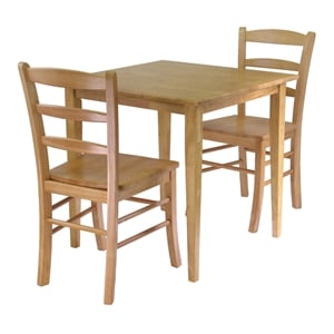 Winsome Groveland 3-Piece Square Solid Wood Dining Set in Light Oak