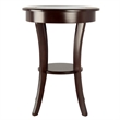 Winsome Cassie Round Transitional Solid Wood End Table with Glass in Cappuccino