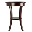 Winsome Cassie Round Transitional Solid Wood End Table with Glass in Cappuccino
