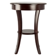 Winsome Cassie Round Transitional Solid Wood End Table with Glass in Cappuccino