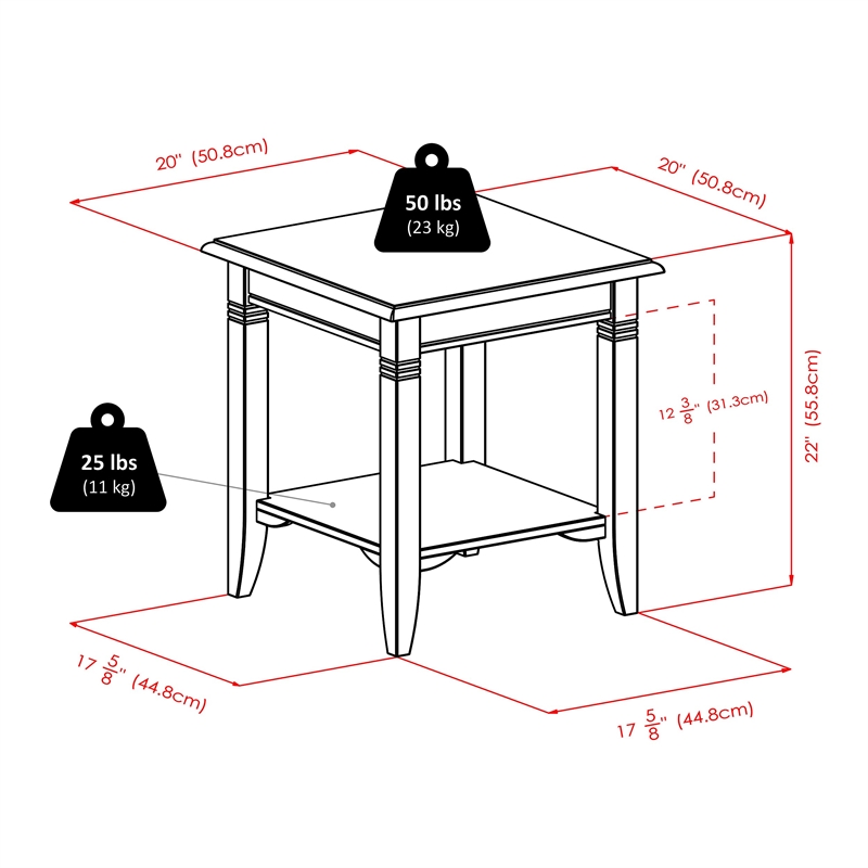 Winsome Nolan Transitional Solid Wood End Table in Cappuccino