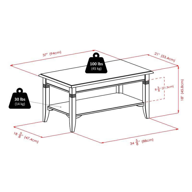 Winsome Nolan Transitional Solid Wood Coffee Table in Cappuccino
