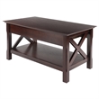 Winsome Xola Transitional Solid Wood Coffee Table with 2 Drawers in Cappuccino