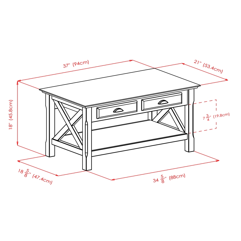 Winsome Xola Transitional Solid Wood Coffee Table with 2 Drawers in Cappuccino