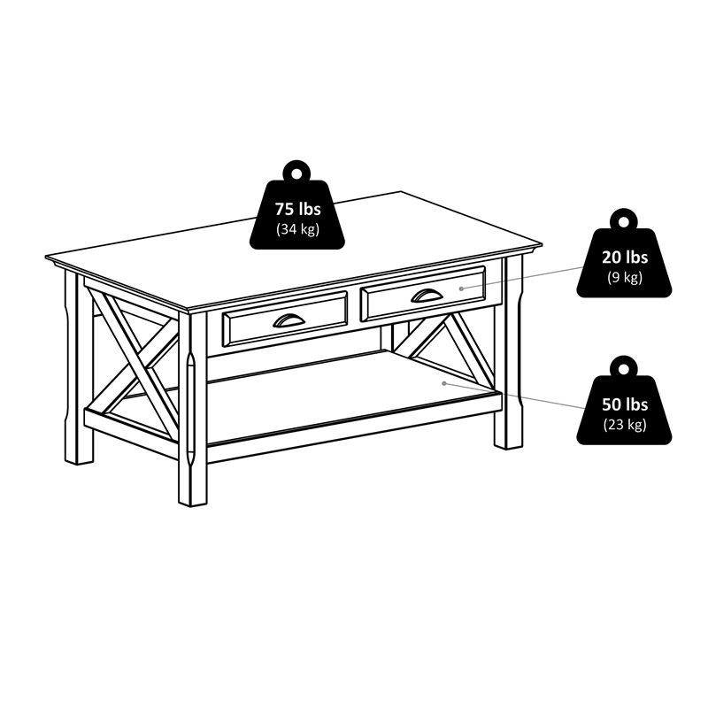 Winsome Xola Transitional Solid Wood Coffee Table with 2 Drawers in Cappuccino