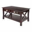 Winsome Xola Transitional Solid Wood Coffee Table with 2 Drawers in Cappuccino