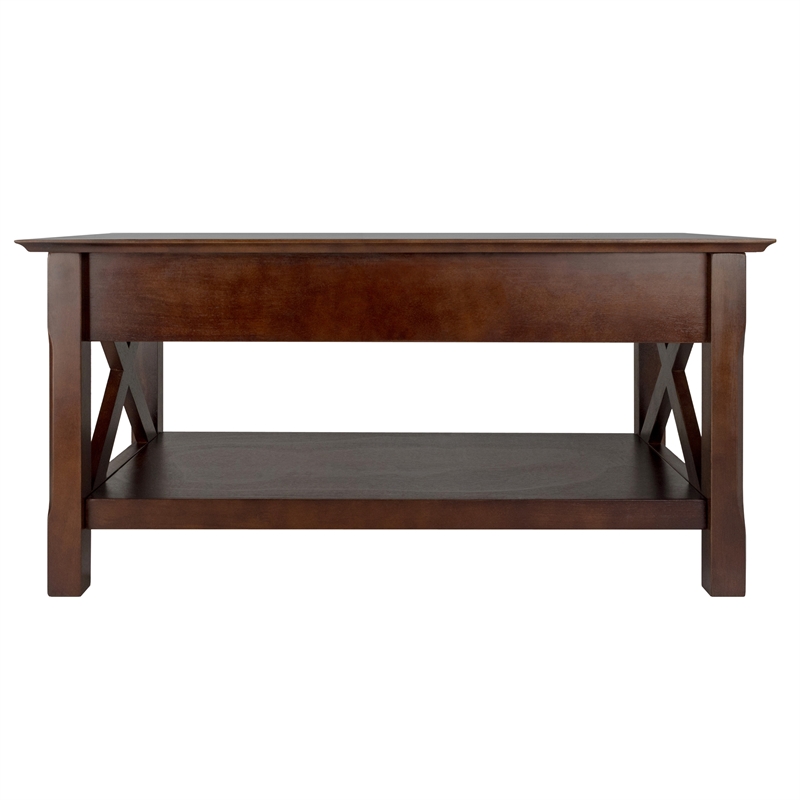 Winsome Xola Transitional Solid Wood Coffee Table with 2 Drawers in Cappuccino
