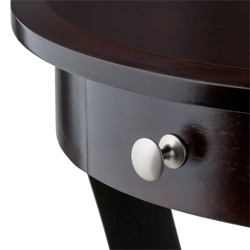 Winsome Sasha Round Transitional Solid Wood Accent End Table in Cappuccino