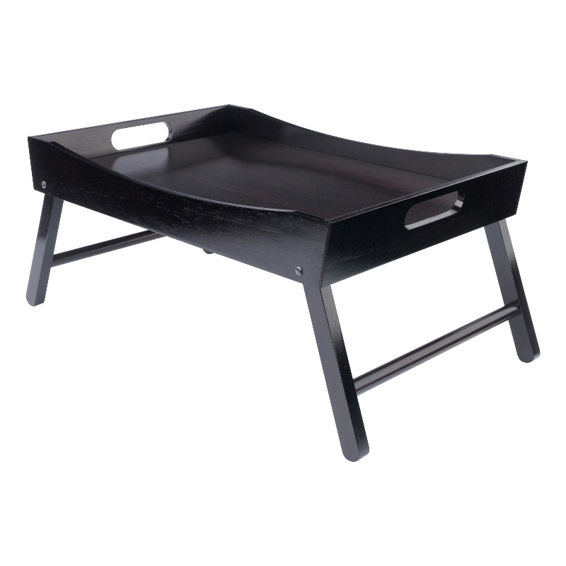 Winsome Benito Transitional Solid Wood Bed Tray with Foldable Legs in Espresso
