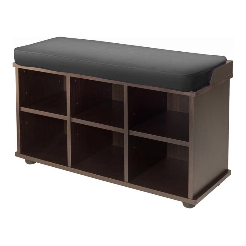 Winsome Townsend Transitional Solid Wood Bench with Cushion Seat - Dark Espresso
