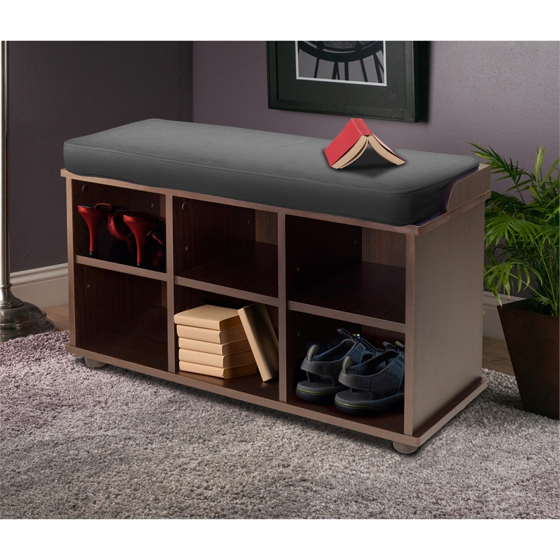 Winsome Townsend Transitional Solid Wood Bench with Cushion Seat - Dark Espresso