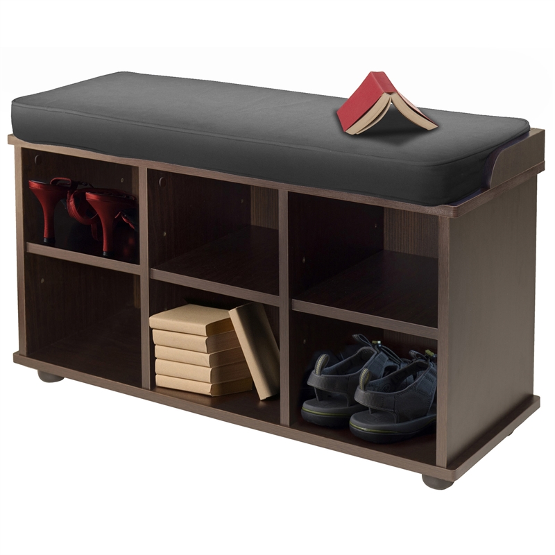 Winsome Townsend Transitional Solid Wood Bench with Cushion Seat - Dark Espresso