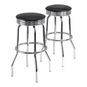 Winsome Summit 29&quot Metal Swivel Bar Stool in Black/Chrome (Set of 2)