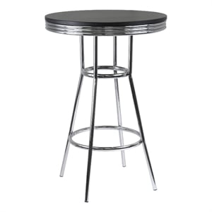 Winsome Summit 30&quot Round Contemporary Wood/Metal Pub Table in Black/Chrome