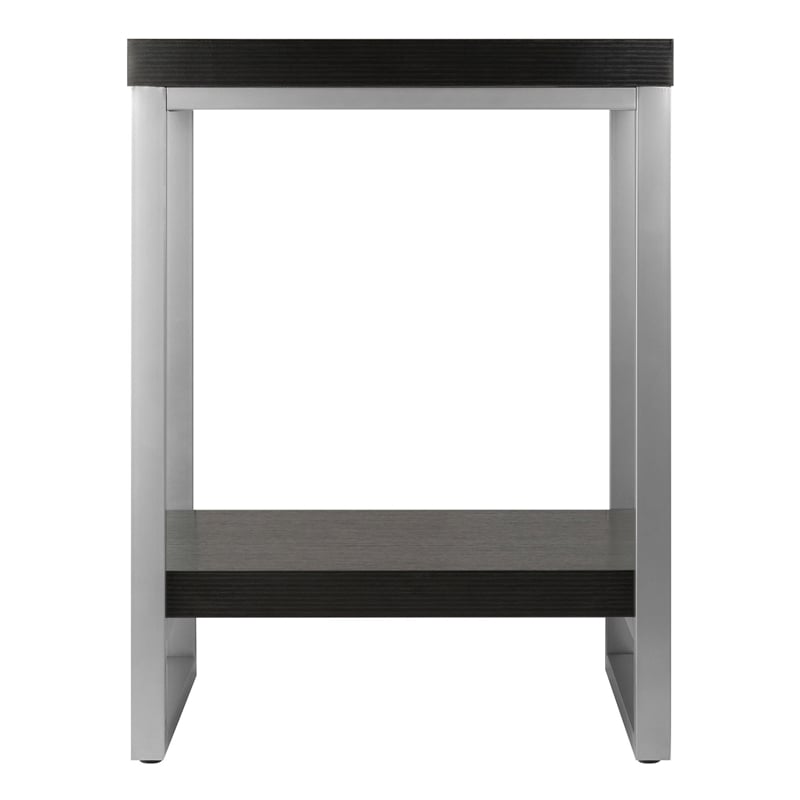 Winsome Jared Wood End Table with Enamel Steel Tube in Dark Espresso