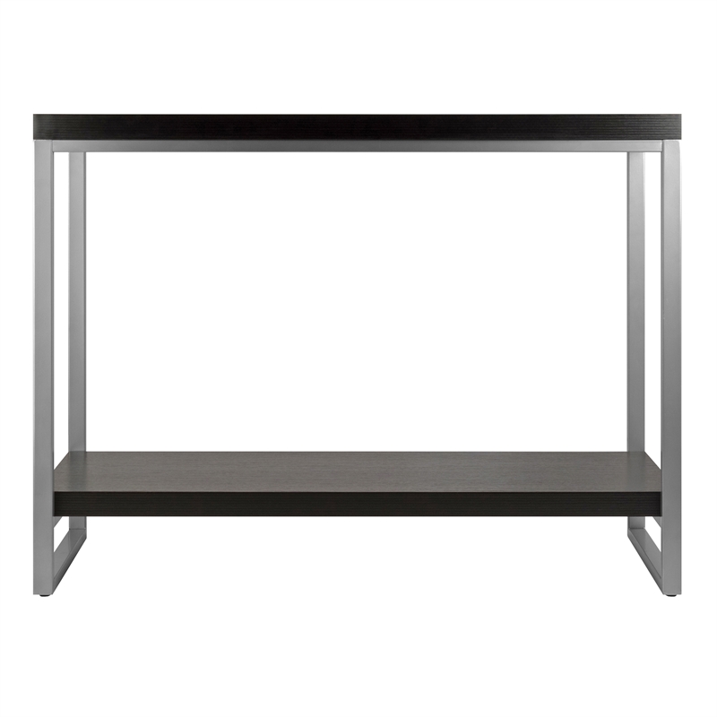 Winsome Jared Wood Console Table Enamel Steel Tube in Dark Espresso/Slate Gray