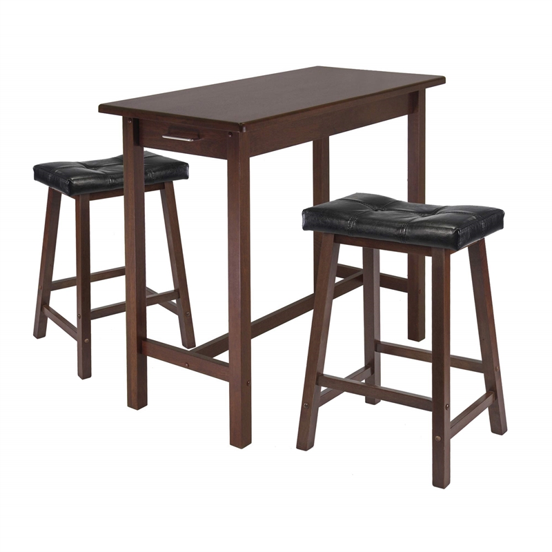 Winsome Sally 3-Piece Rectangular Solid Wood Dining Set in Antique Walnut