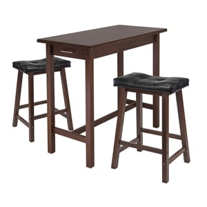 Winsome Sally 3-Piece Rectangular Solid Wood Dining Set in Antique Walnut