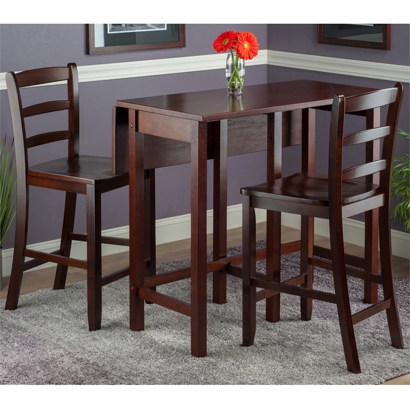 Winsome Lynnwood 3-Piece Solid Wood Dining Set in Antique Walnut